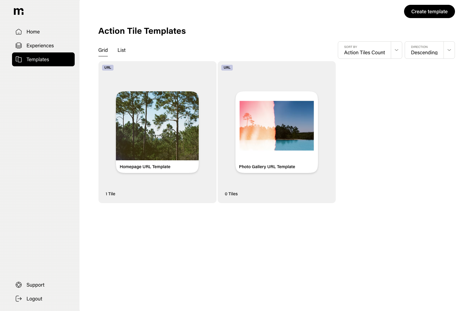 Action Tile Templates