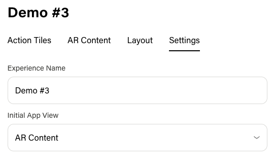 Experience Settings tab